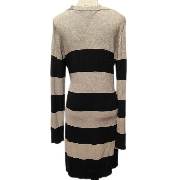 Vintage H&M Basic Knit Sweater Dress Large 2010 Striped Midi Neutral Capsule - Picture 3 of 7
